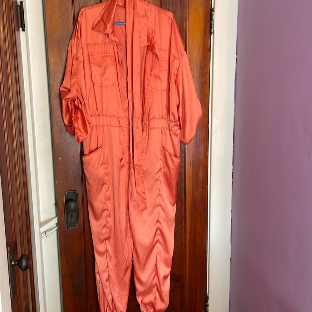 Orange Satin Boiler Suit Oversize Size 3X